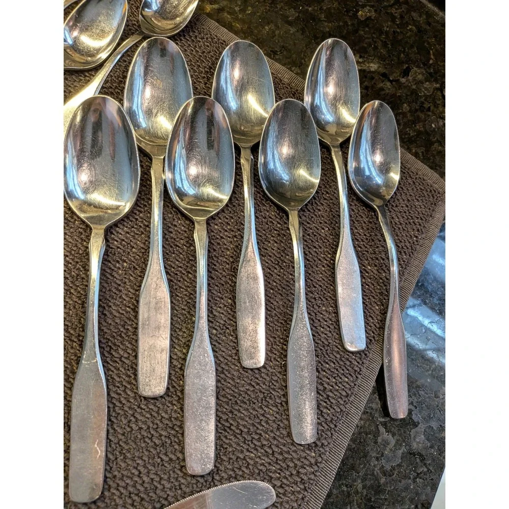 Vintage Stainless Steel Japan Flatware Set Mid-Century Modern Minimalist Lot